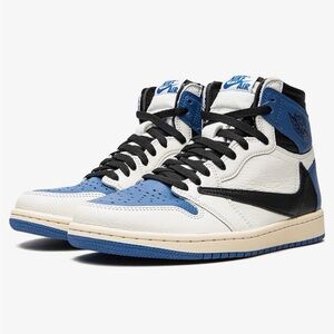 Men’s’🧔🏻‍♂️Jordan 1 Retro x Fragment Design x Travis Scott High Blue👟Sz 13